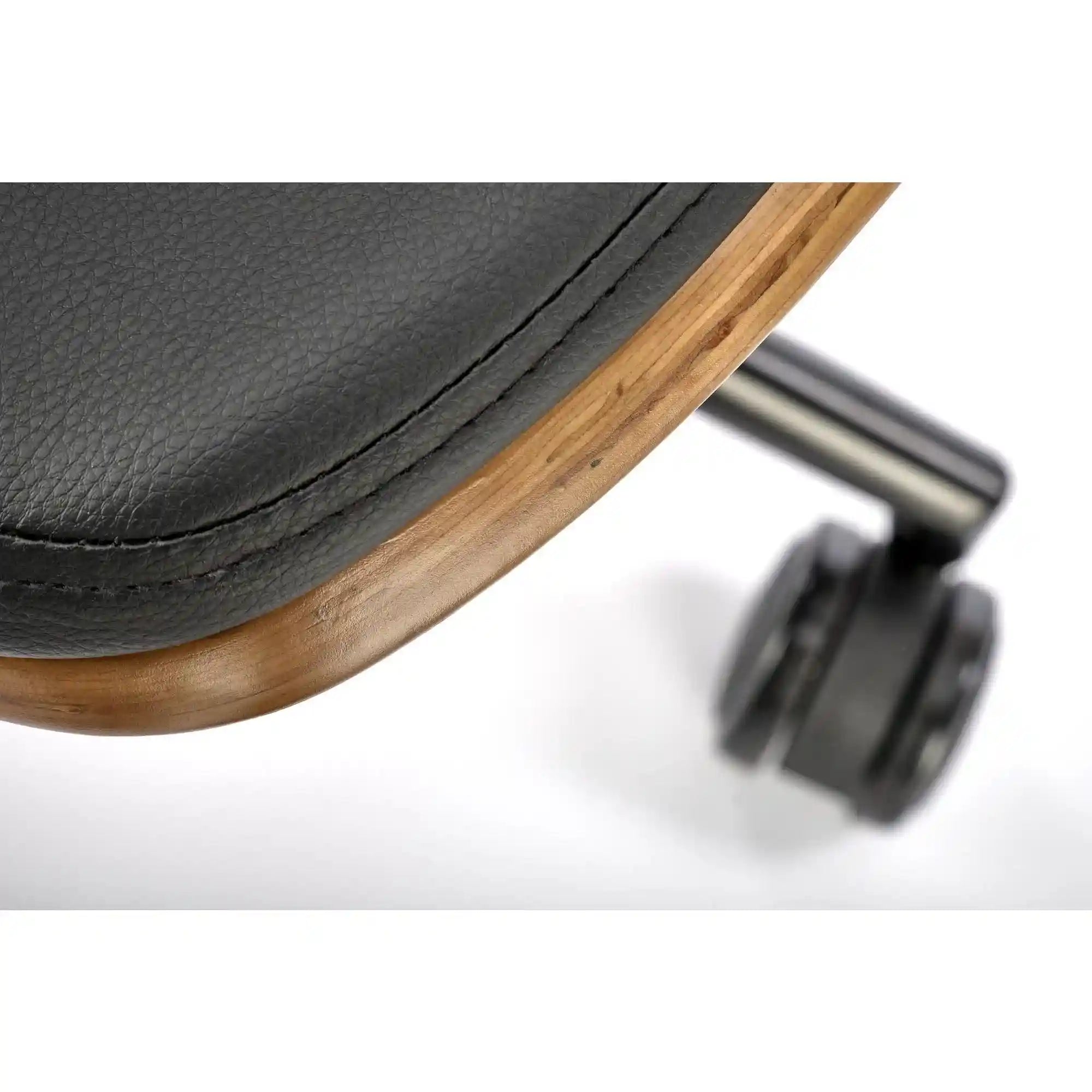 Scaun birou WEBER, negru/nuc, piele ecologica/metal, 65x65x112-122 cm