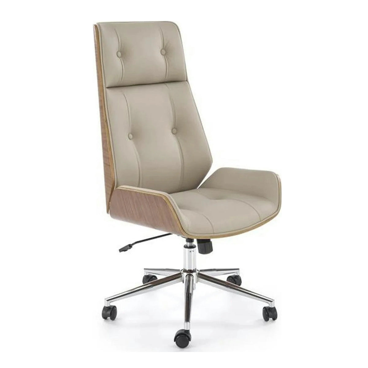 Scaun birou WEBSTER, nuc/bej, piele ecologica/placaj indoit, 60x65x114/122 cm