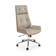 Scaun birou WEBSTER, nuc/bej, piele ecologica/placaj indoit, 60x65x114/122 cm