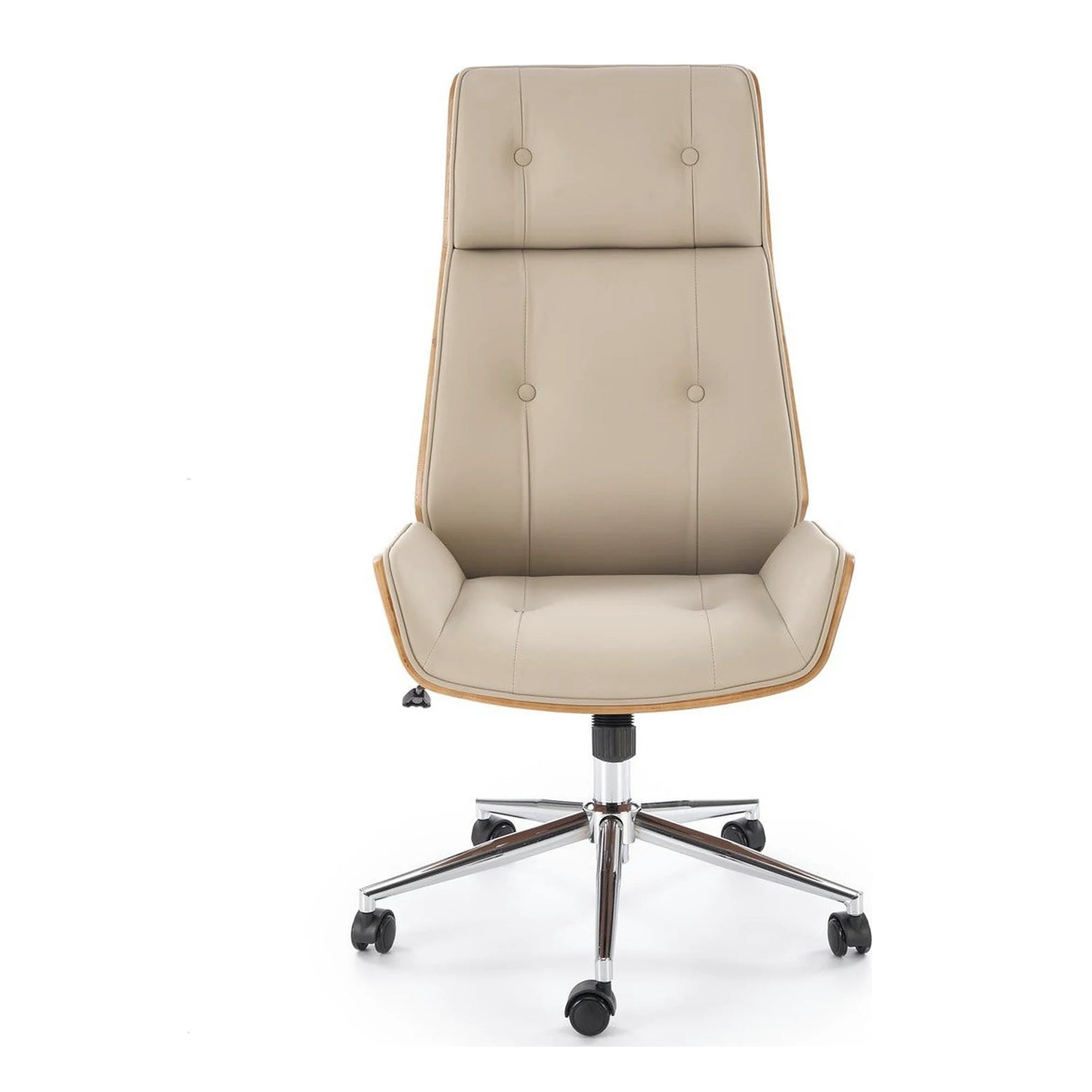 Scaun birou WEBSTER, nuc/bej, piele ecologica/placaj indoit, 60x65x114/122 cm