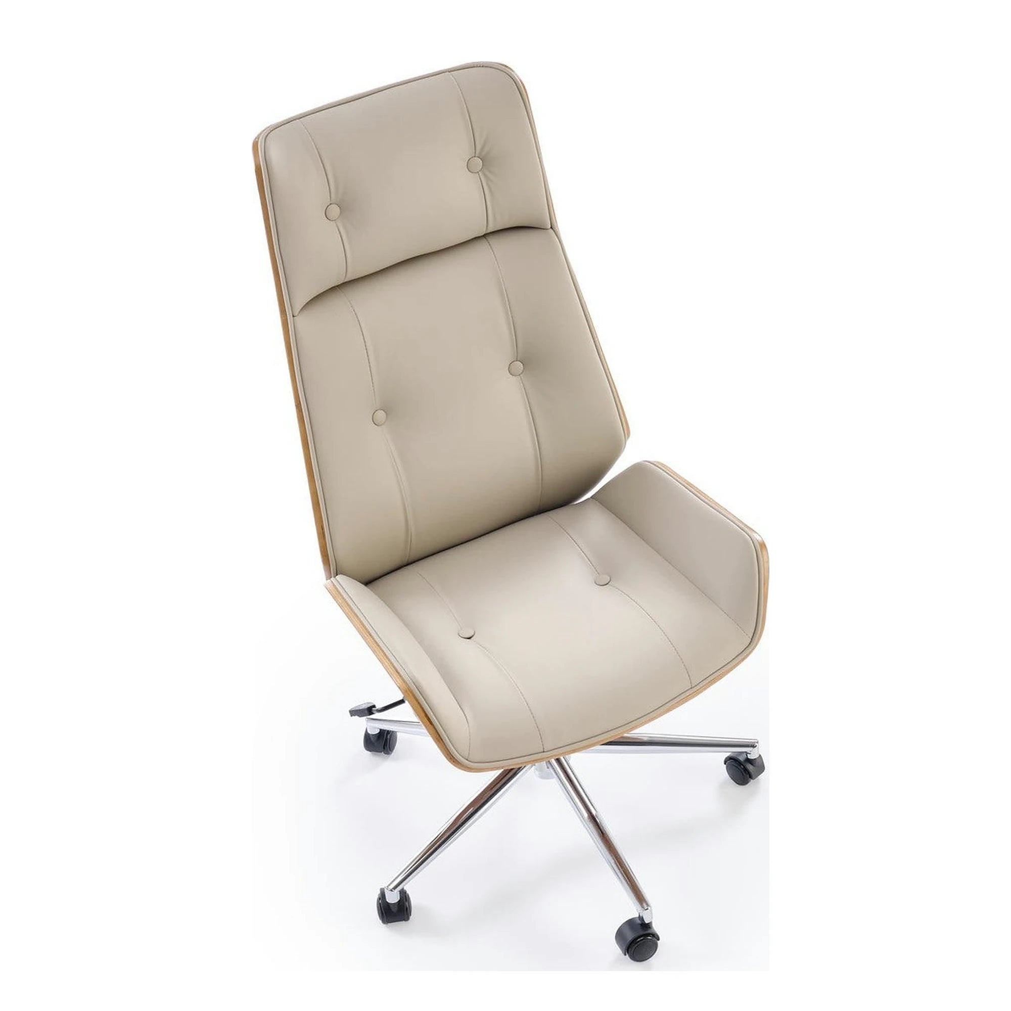 Scaun birou WEBSTER, nuc/bej, piele ecologica/placaj indoit, 60x65x114/122 cm