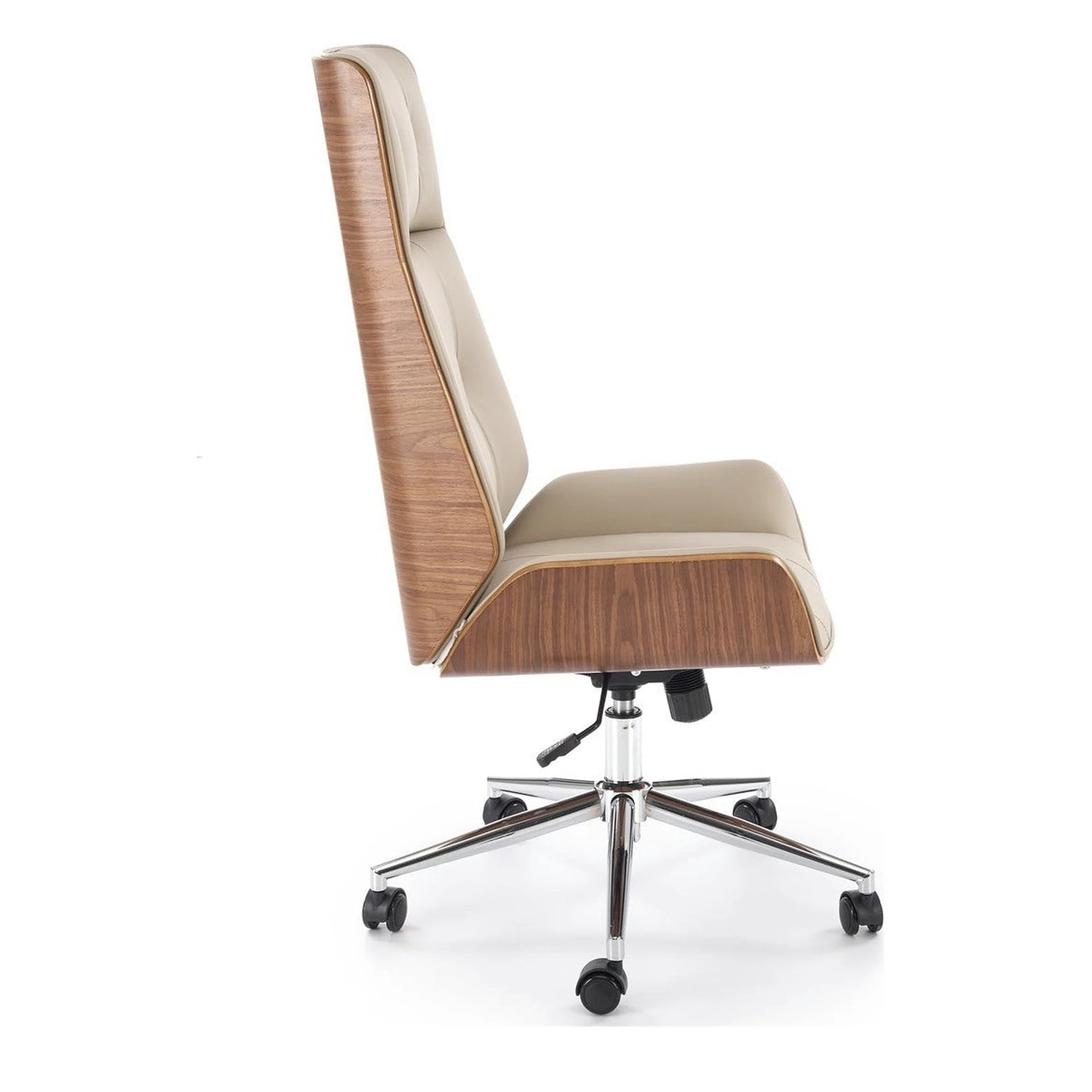 Scaun birou WEBSTER, nuc/bej, piele ecologica/placaj indoit, 60x65x114/122 cm