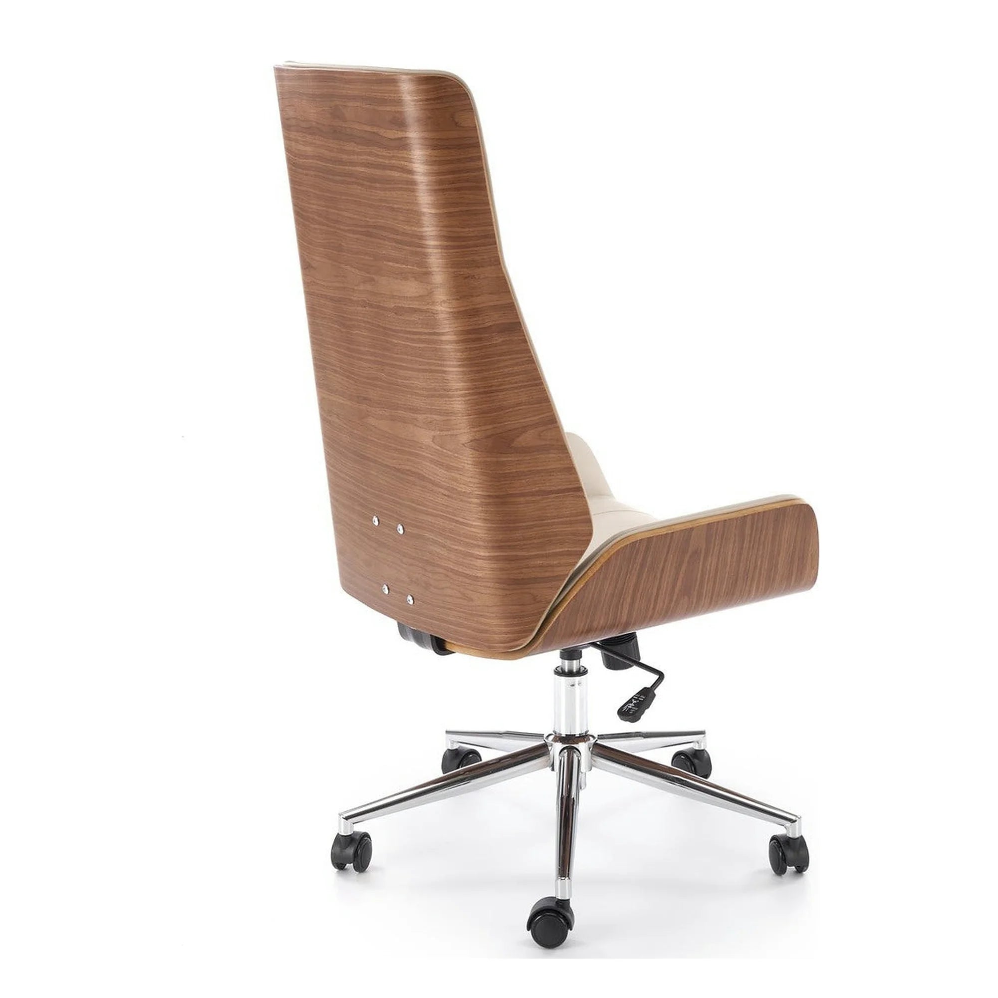 Scaun birou WEBSTER, nuc/bej, piele ecologica/placaj indoit, 60x65x114/122 cm