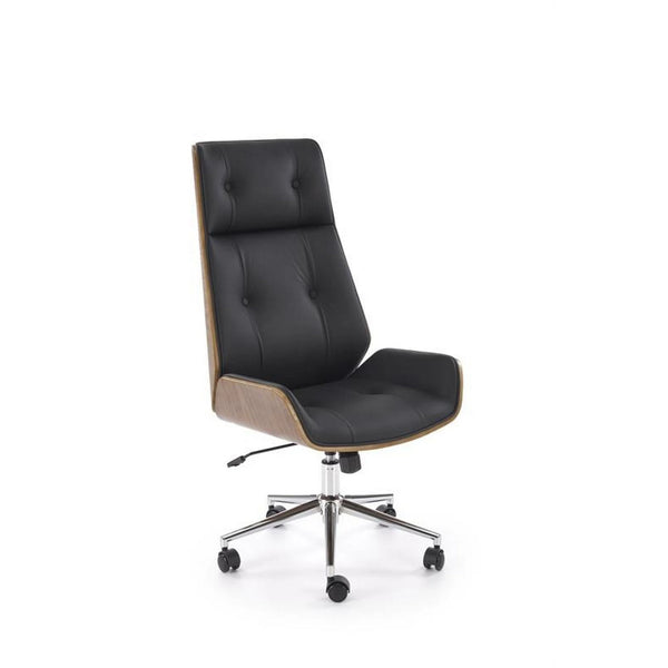 Scaun birou WEBSTER, nuc/negru, piele ecologica/placaj indoit, 60x65x114/122 cm
