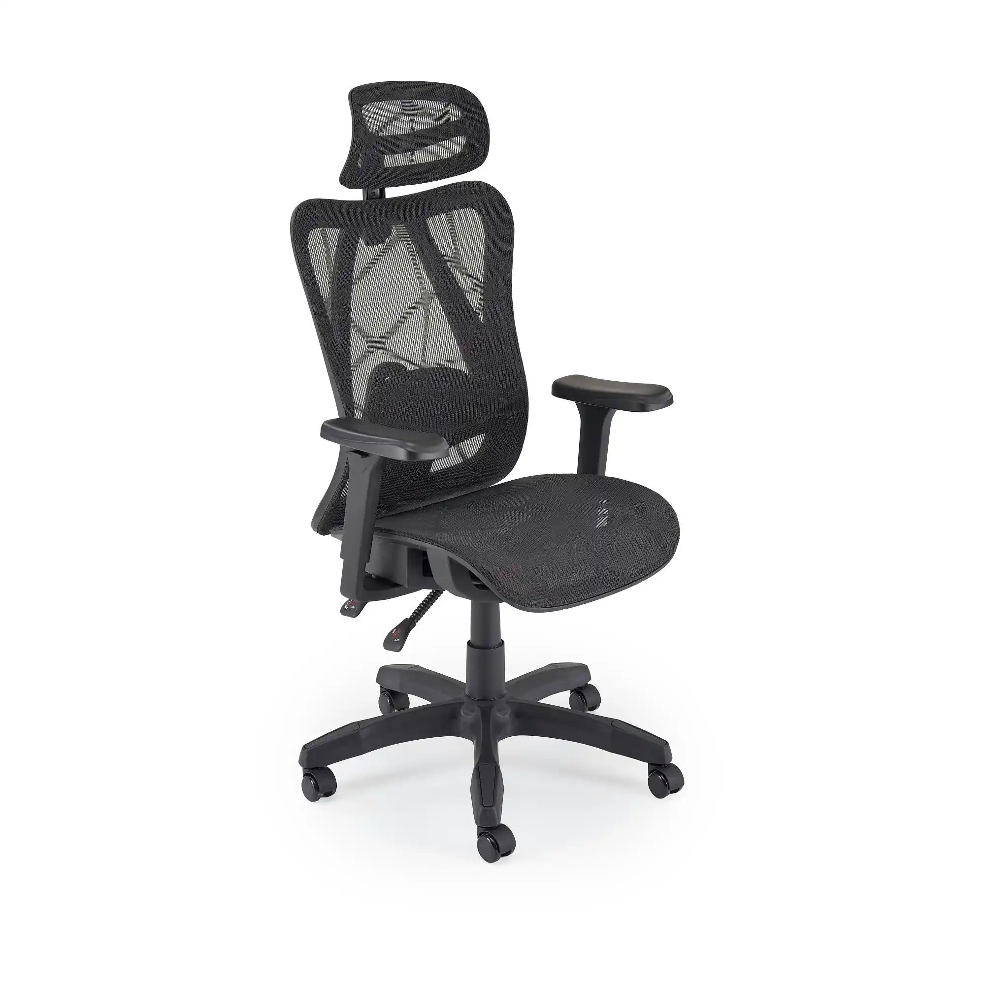 Scaun birou XERON, negru, plasa, 65x61x112/126 cm