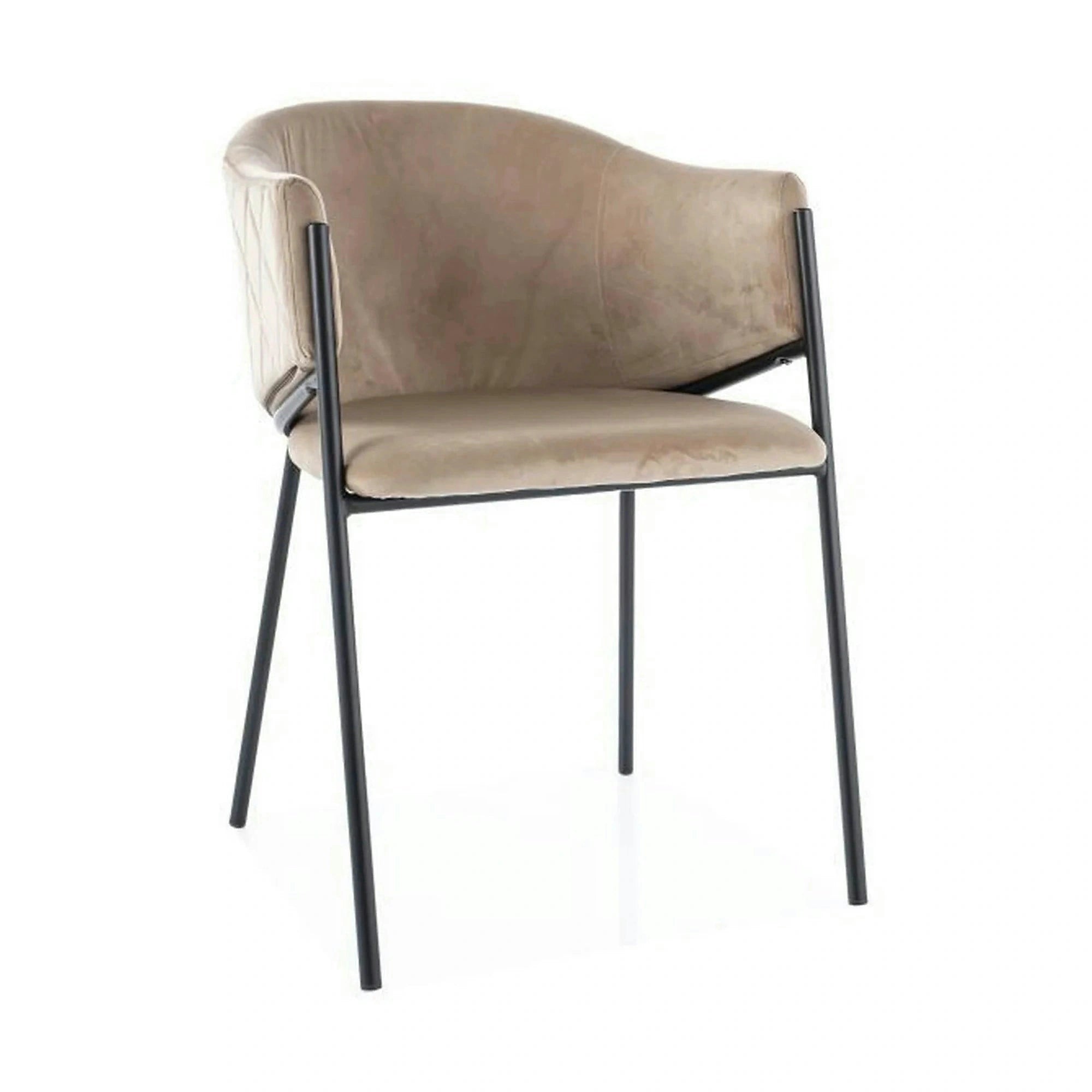 Scaun BONO, bej/negru, stofa catifelata/metal, 55x44x77 cm