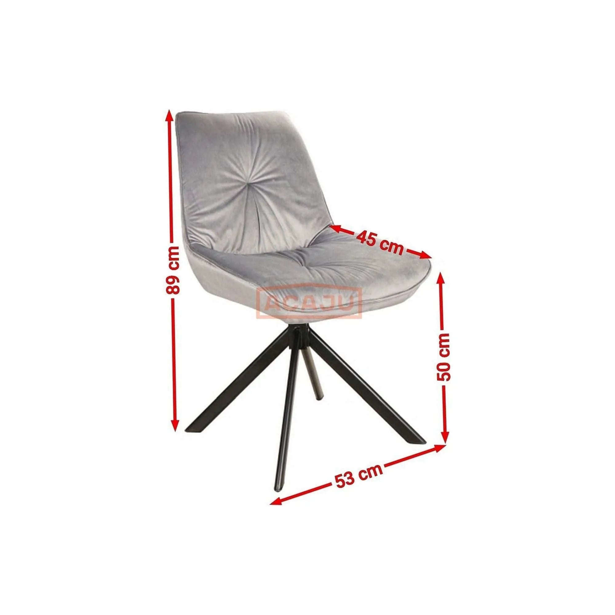 Scaun BOOGIE I gri/negru, stofa catifelata/metal, 53x45x89 cm