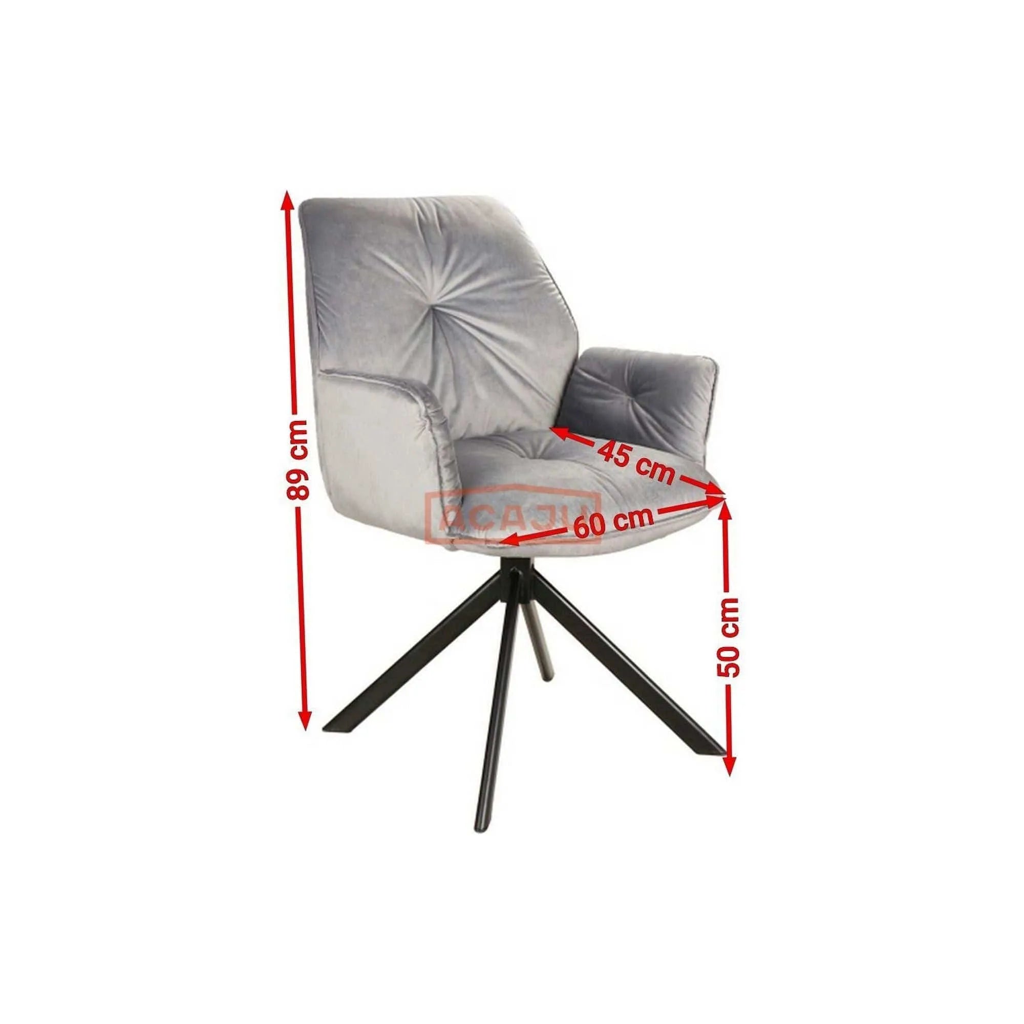 Scaun BOOGIE II, gri/negru, stofa catifelata/metal, 60x45x89 cm