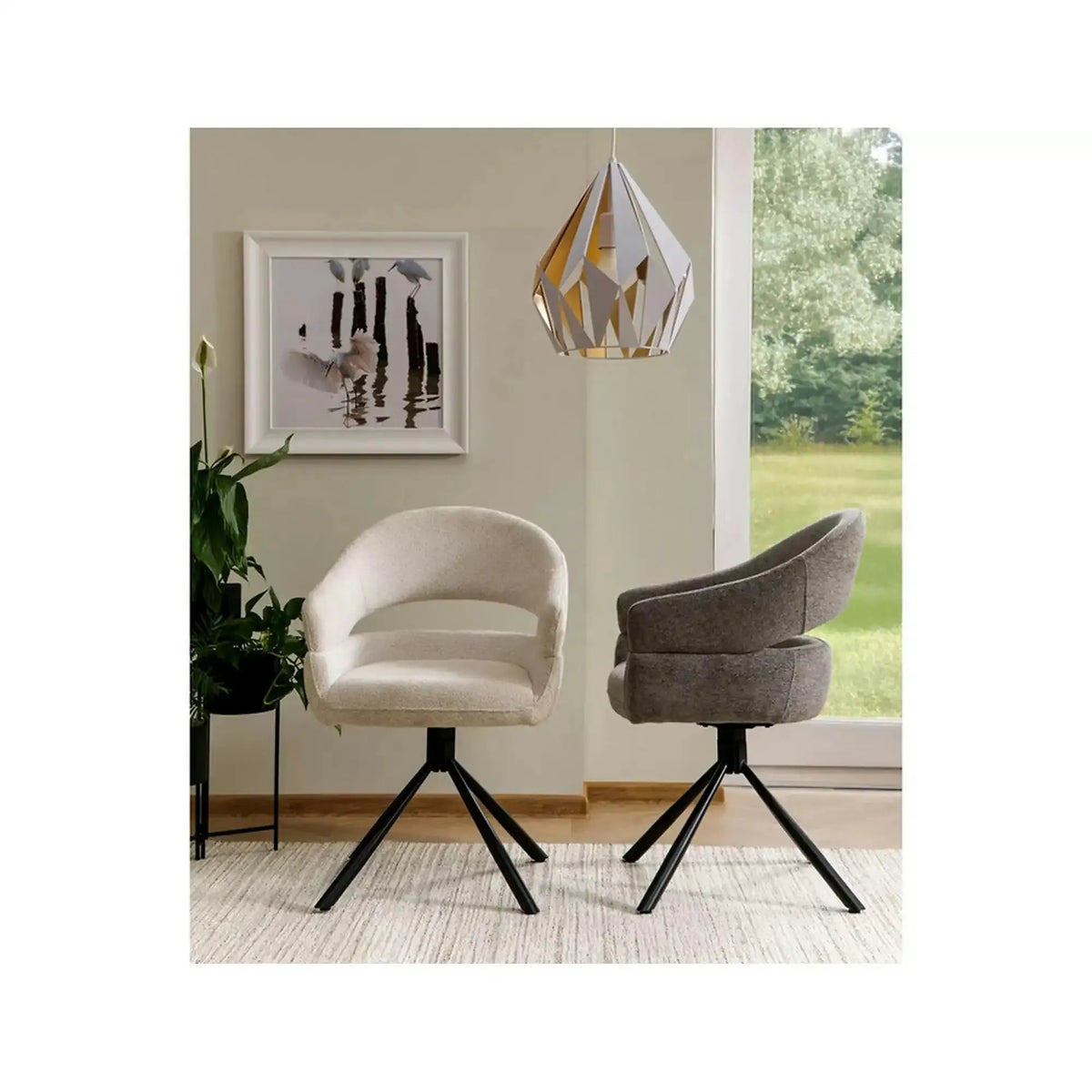 Scaun BORGO, bej - Raven 22, stofa clasica/metal, 58x60x87 cm