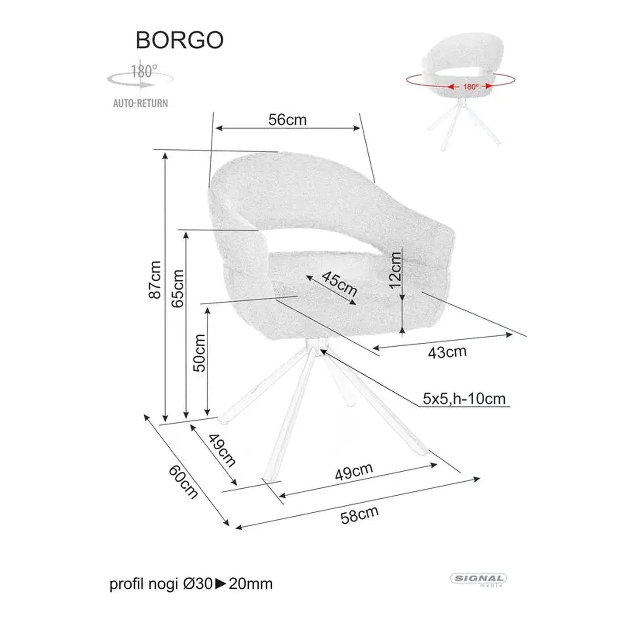 Scaun BORGO, gri - Raven 18, stofa clasica/metal, 58x45x87 cm
