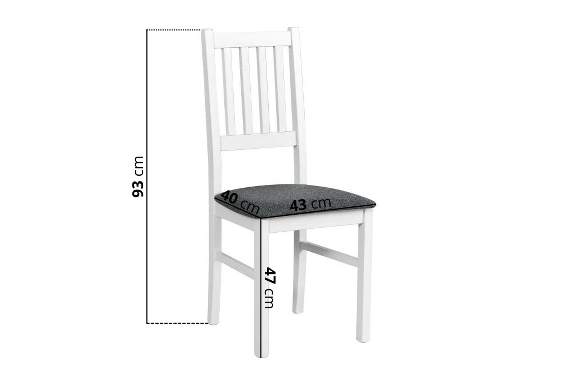 Scaun BOS 1, alb/gri inchis - Hygge 96, stofa clasica/lemn de fag, 43x40x90 cm