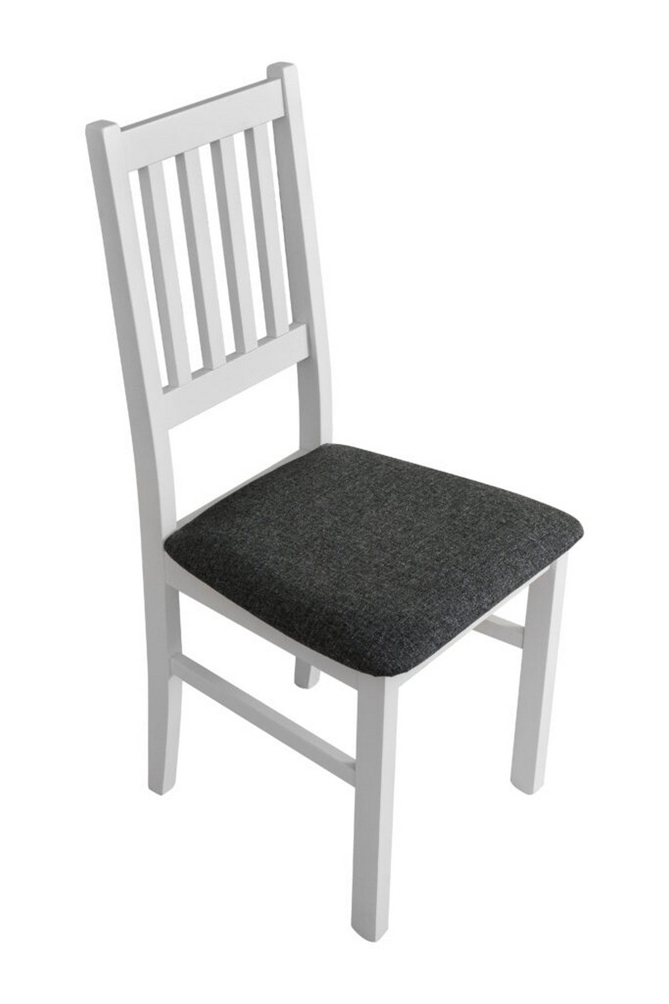 Scaun BOS 1, alb/gri inchis - Hygge 96, stofa clasica/lemn de fag, 43x40x90 cm