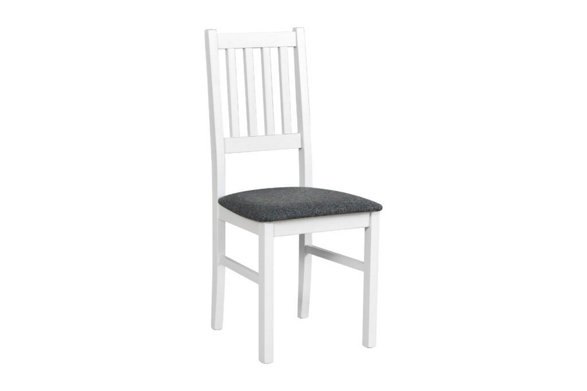 Scaun BOS 1, alb/gri inchis - Hygge 96, stofa clasica/lemn de fag, 43x40x90 cm