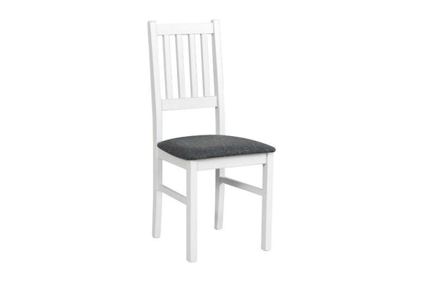 Scaun BOS 1, alb/gri inchis - Hygge 96, stofa clasica/lemn de fag, 43x40x90 cm