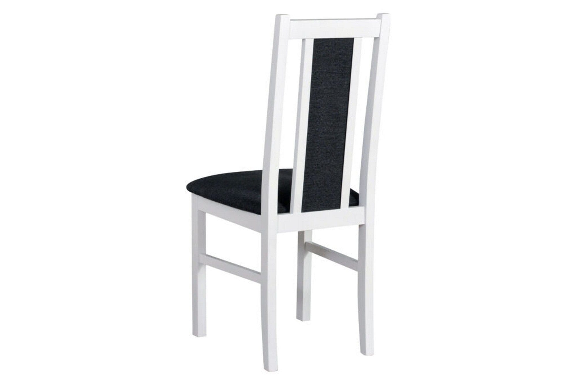 Scaun BOS 14, alb/gri inchis - Hygge 96, lemn de fag/stofa clasica, 43x40x94 cm
