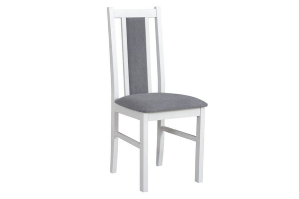Scaun BOS 14, alb/gri - Riviera 91, lemn de fag/stofa catifelata, 43x40x94 cm