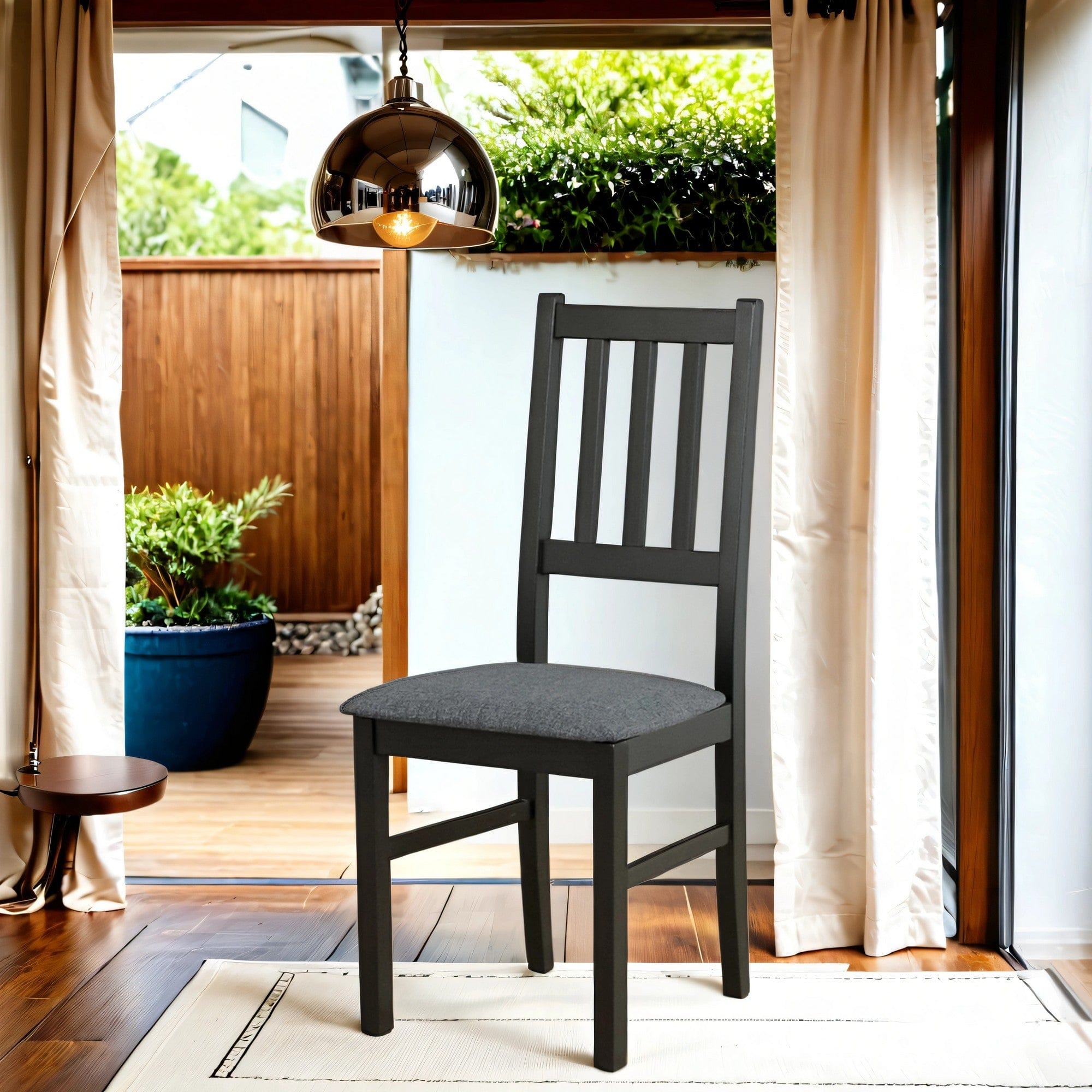 Scaun BOS 4, negru/gri inchis - Hygge 96, lemn de fag/stofa clasica, 43x40x94 cm
