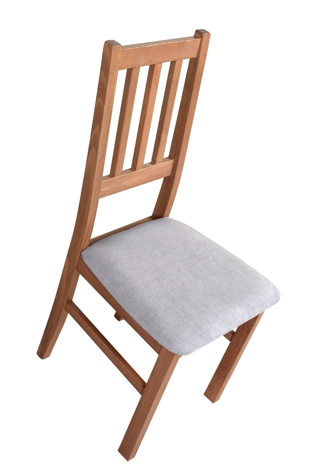 Scaun BOS 4, nuc deschis/gri - Riviera 91, lemn de fag/stofa catifelata, 43x40x94 cm