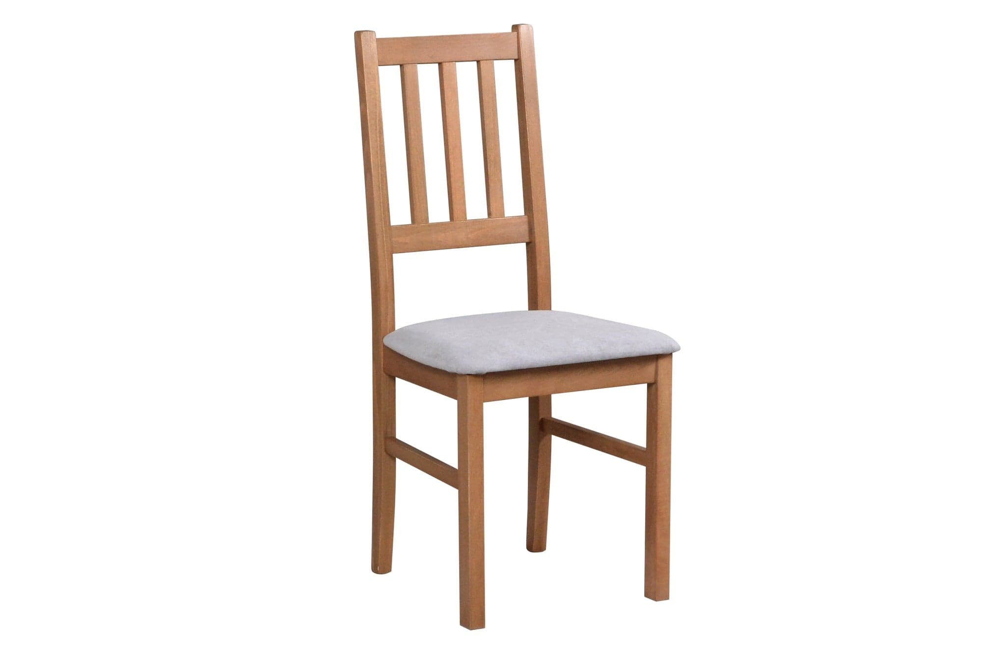 Scaun BOS 4, nuc deschis/gri - Riviera 91, lemn de fag/stofa catifelata, 43x40x94 cm
