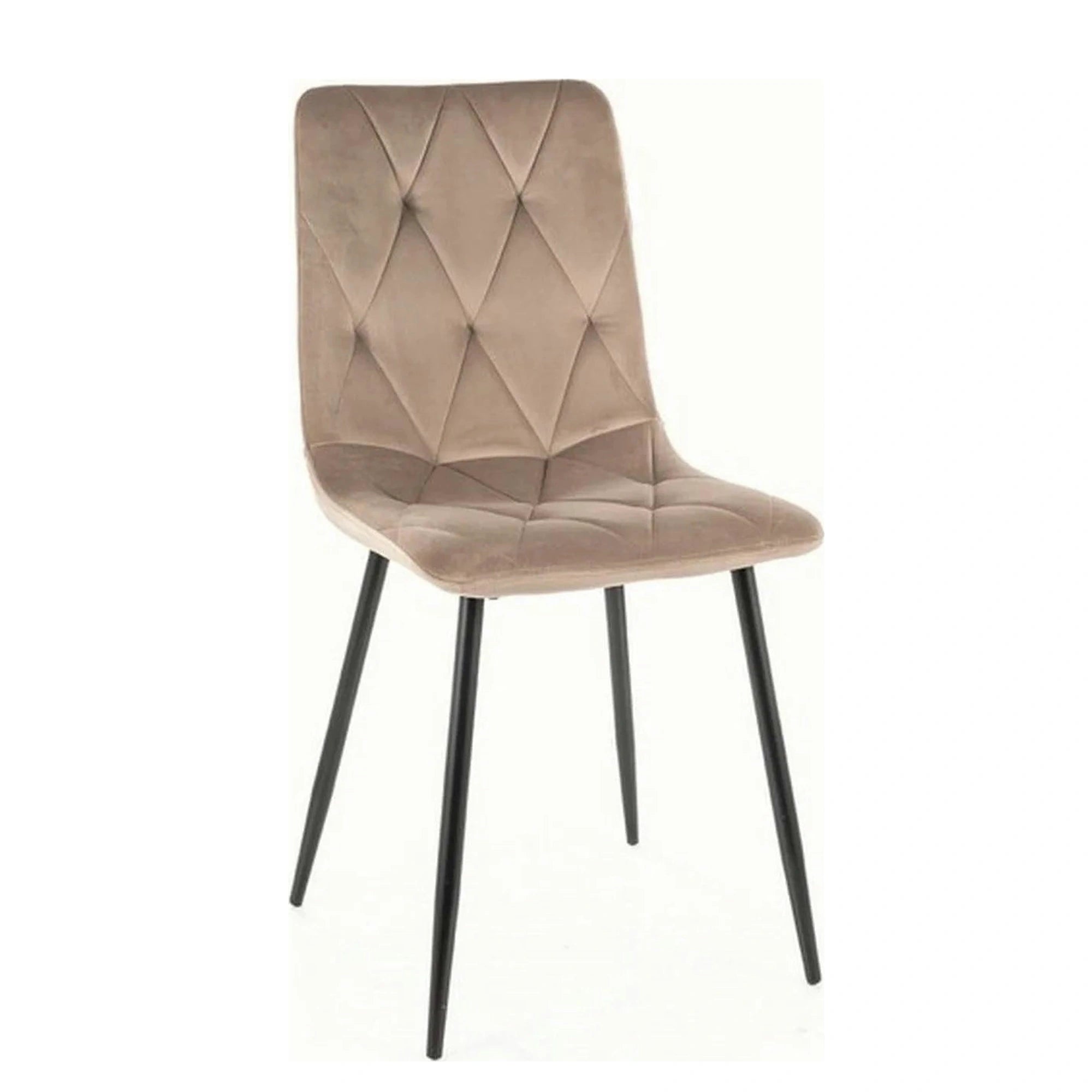 Scaun bucatarie cu spatar TOM, bej/negru, stofa catifelata/metal, 45x39x91 cm