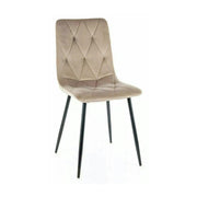 Scaun bucatarie cu spatar TOM, bej/negru, stofa catifelata/metal, 45x39x91 cm