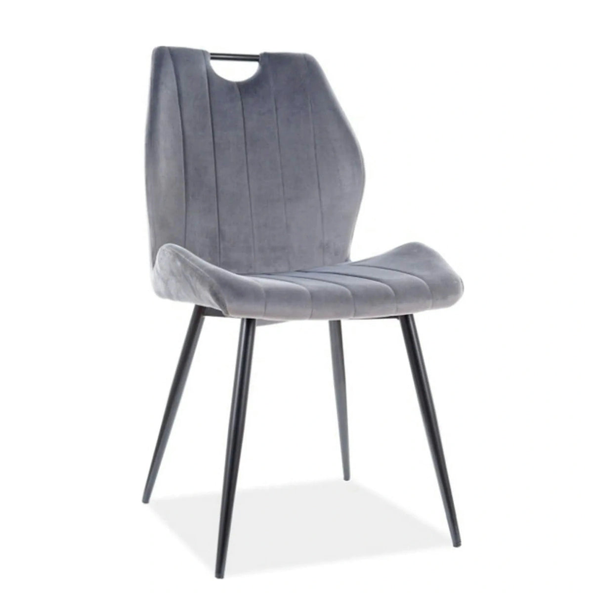 Scaun bucatarie elegant ARCO, gri/negru, stofa catifelata/metal, 51x46x91 cm