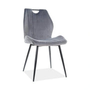 Scaun bucatarie elegant ARCO, gri/negru, stofa catifelata/metal, 51x46x91 cm