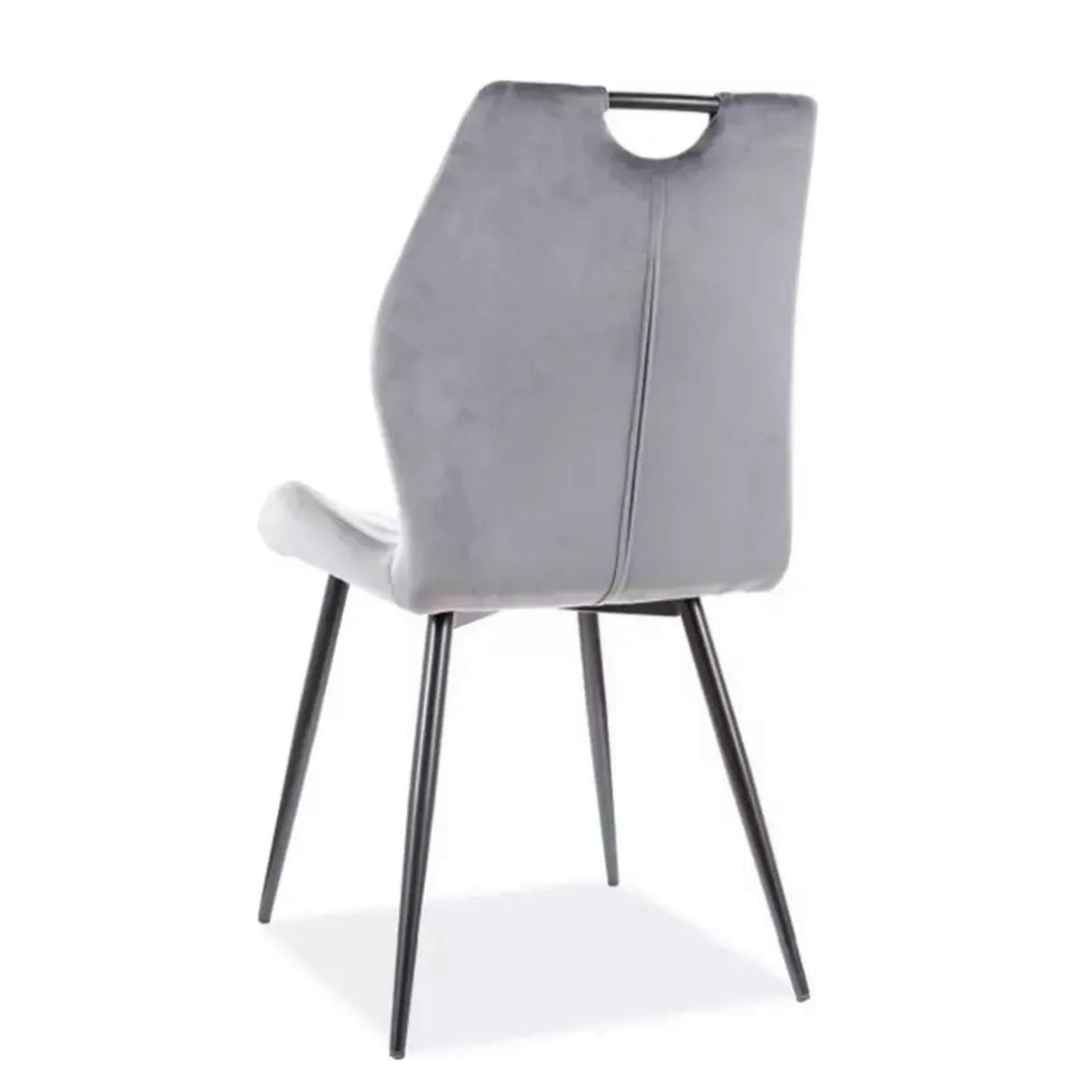 Scaun bucatarie elegant ARCO, gri/negru, stofa catifelata/metal, 51x46x91 cm