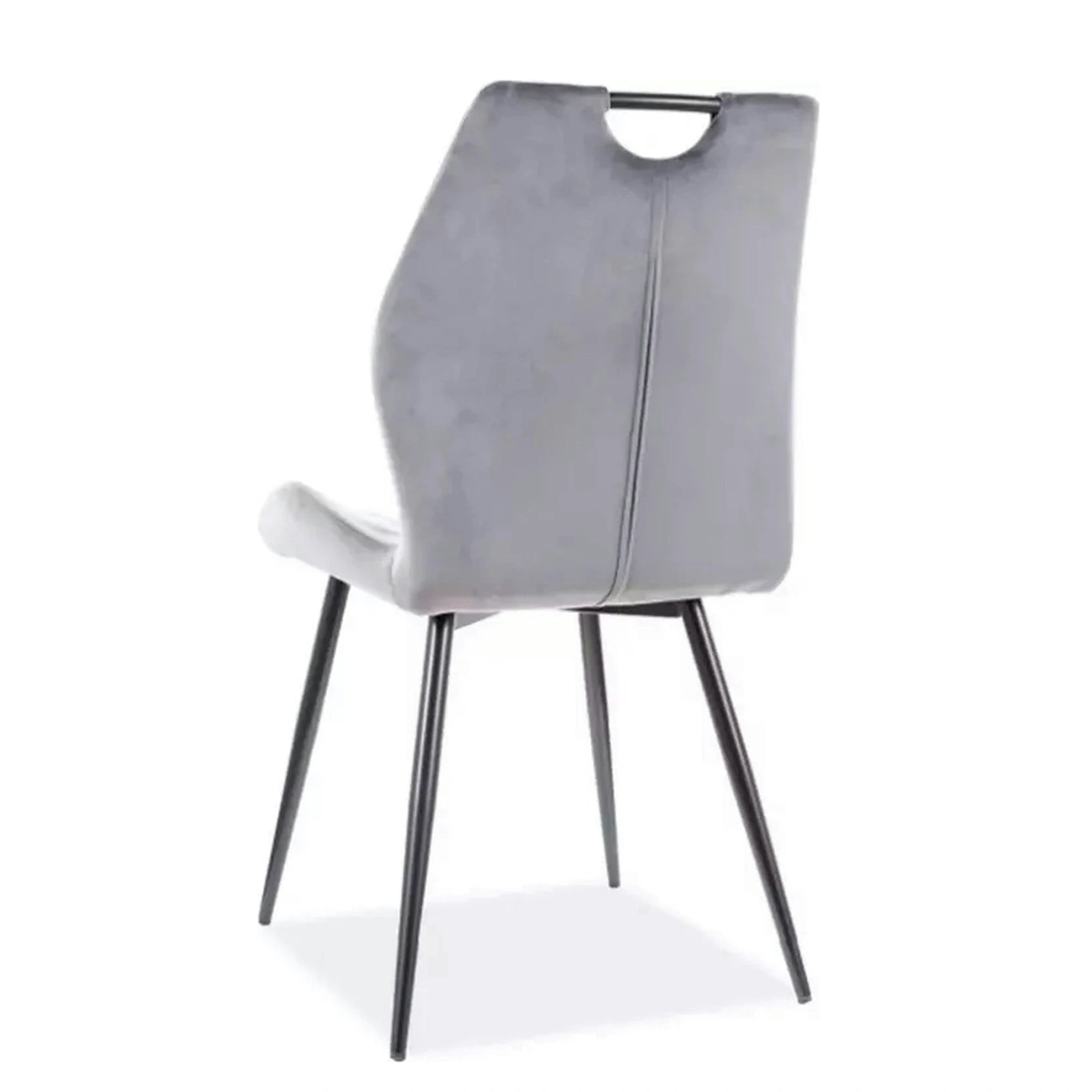Scaun bucatarie elegant ARCO, gri/negru, stofa catifelata/metal, 51x46x91 cm