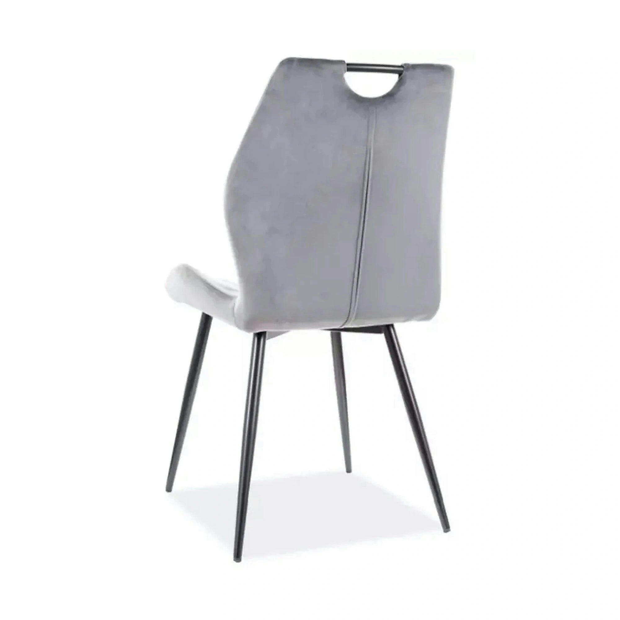 Scaun bucatarie elegant ARCO, gri/negru, stofa catifelata/metal, 51x46x91 cm
