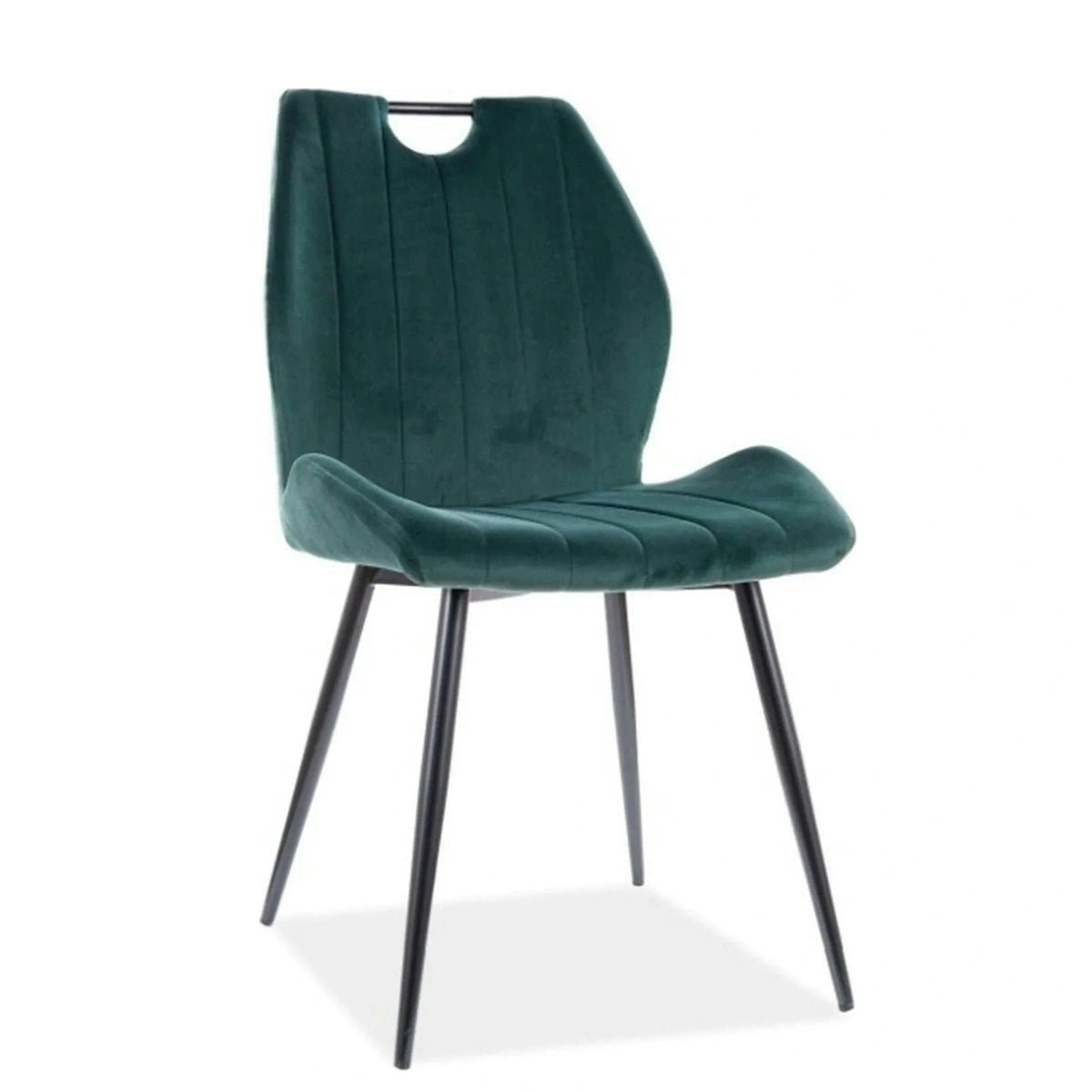 Scaun bucatarie elegant ARCO, verde inchis/negru, stofa/metal, 51x46x91 cm