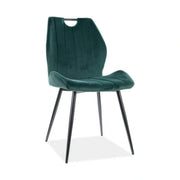 Scaun bucatarie elegant ARCO, verde inchis/negru, stofa/metal, 51x46x91 cm