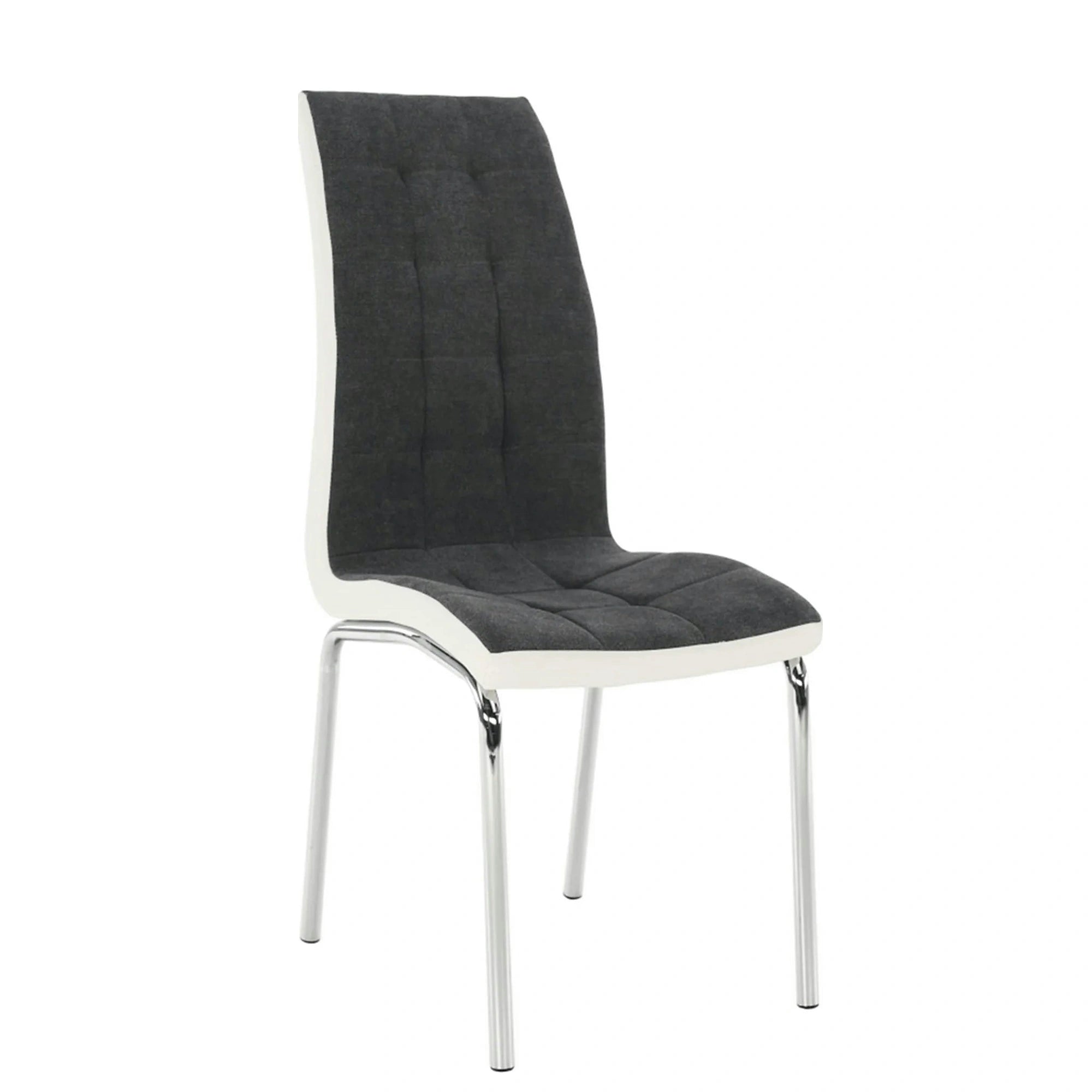 Scaun bucatarie GERDA NEW, gri inchis/alb, piele ecologica/metal, 42x58x103 cm