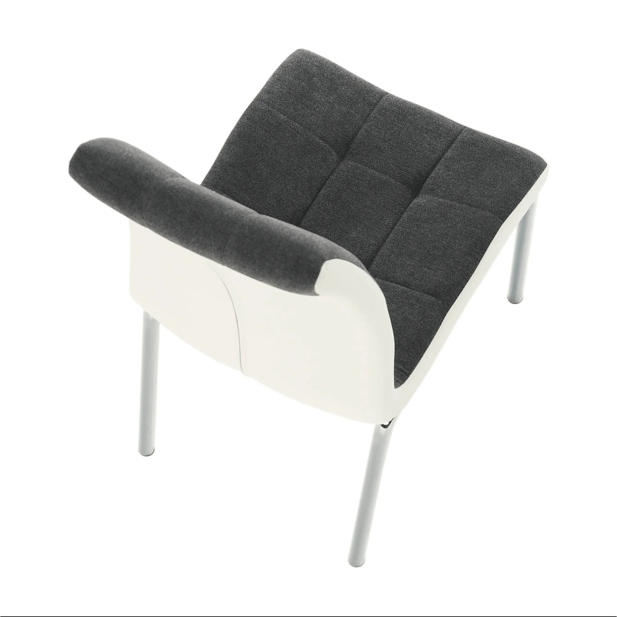 Scaun bucatarie GERDA NEW, gri inchis/alb, piele ecologica/metal, 42x58x103 cm