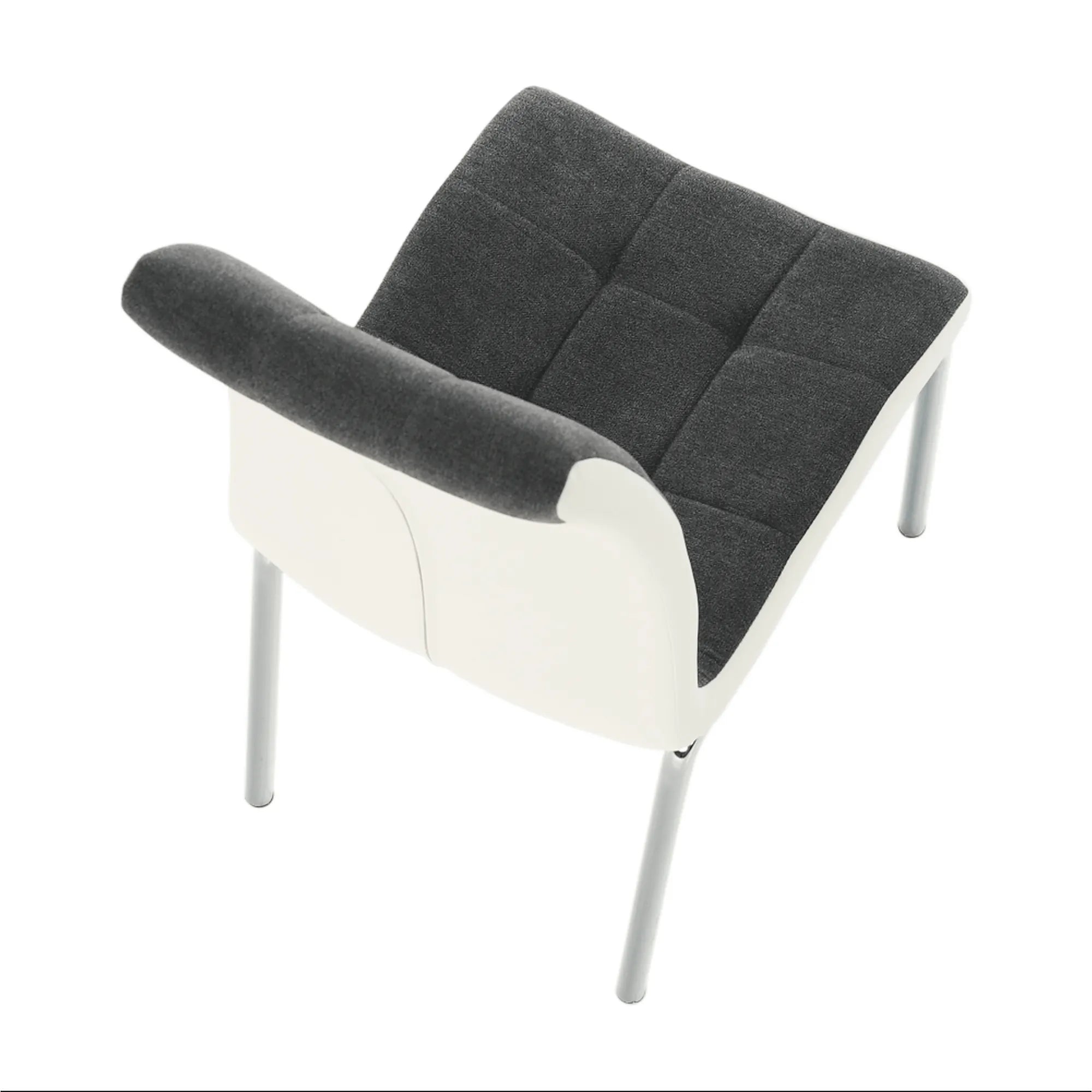 Scaun bucatarie GERDA NEW, gri inchis/alb, piele ecologica/metal, 42x58x103 cm