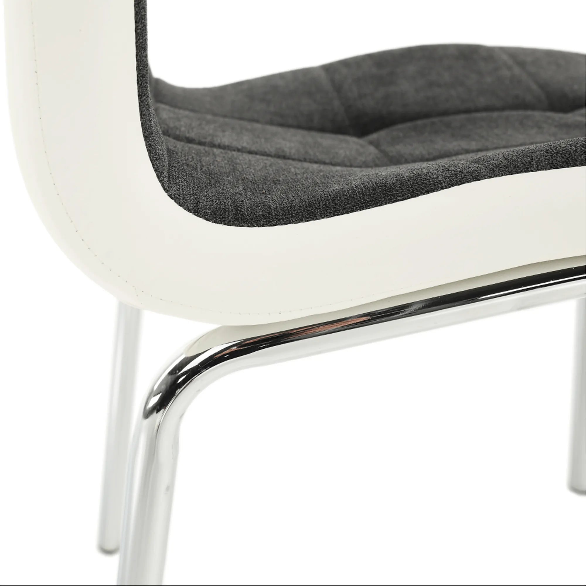 Scaun bucatarie GERDA NEW, gri inchis/alb, piele ecologica/metal, 42x58x103 cm