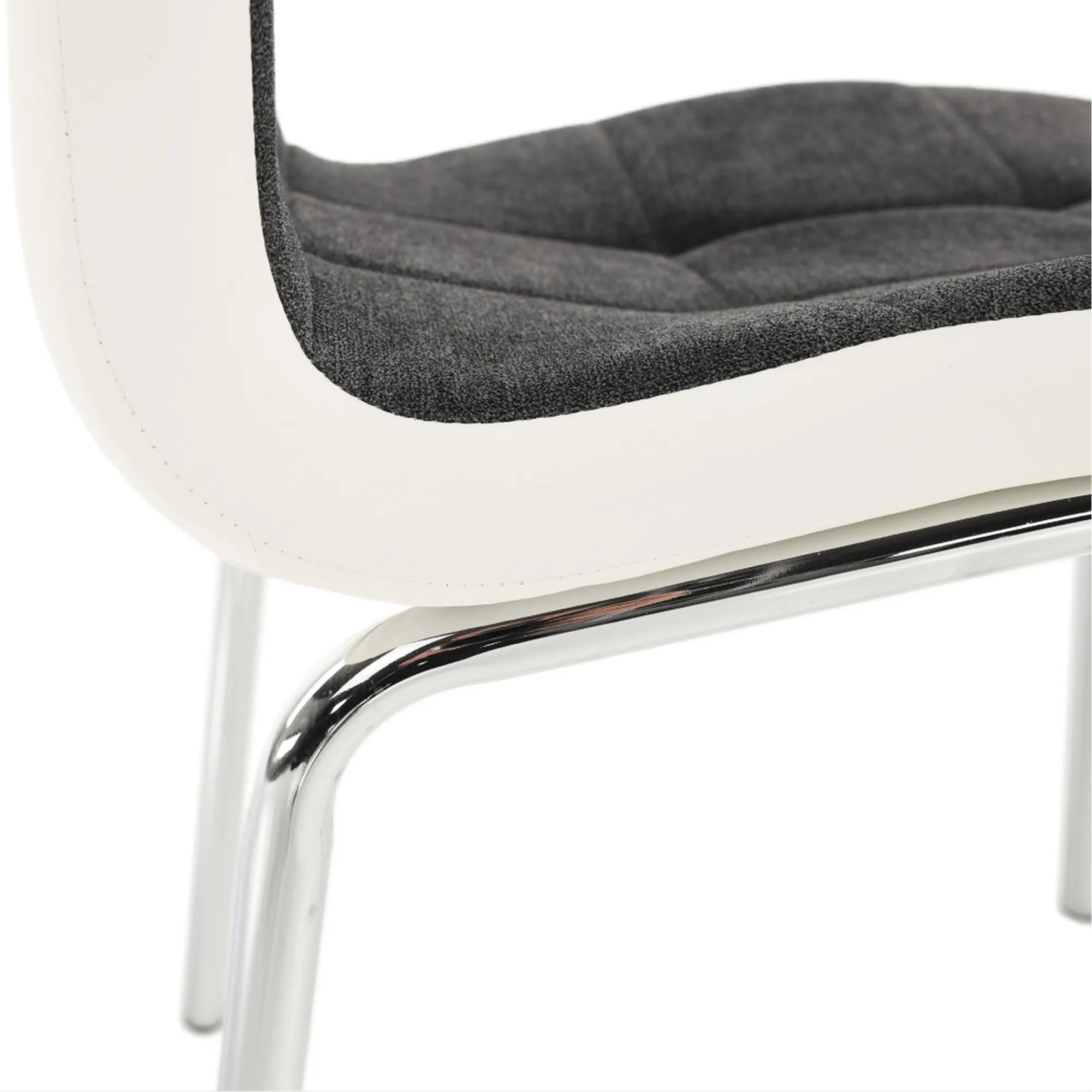 Scaun bucatarie GERDA NEW, gri inchis/alb, piele ecologica/metal, 42x58x103 cm