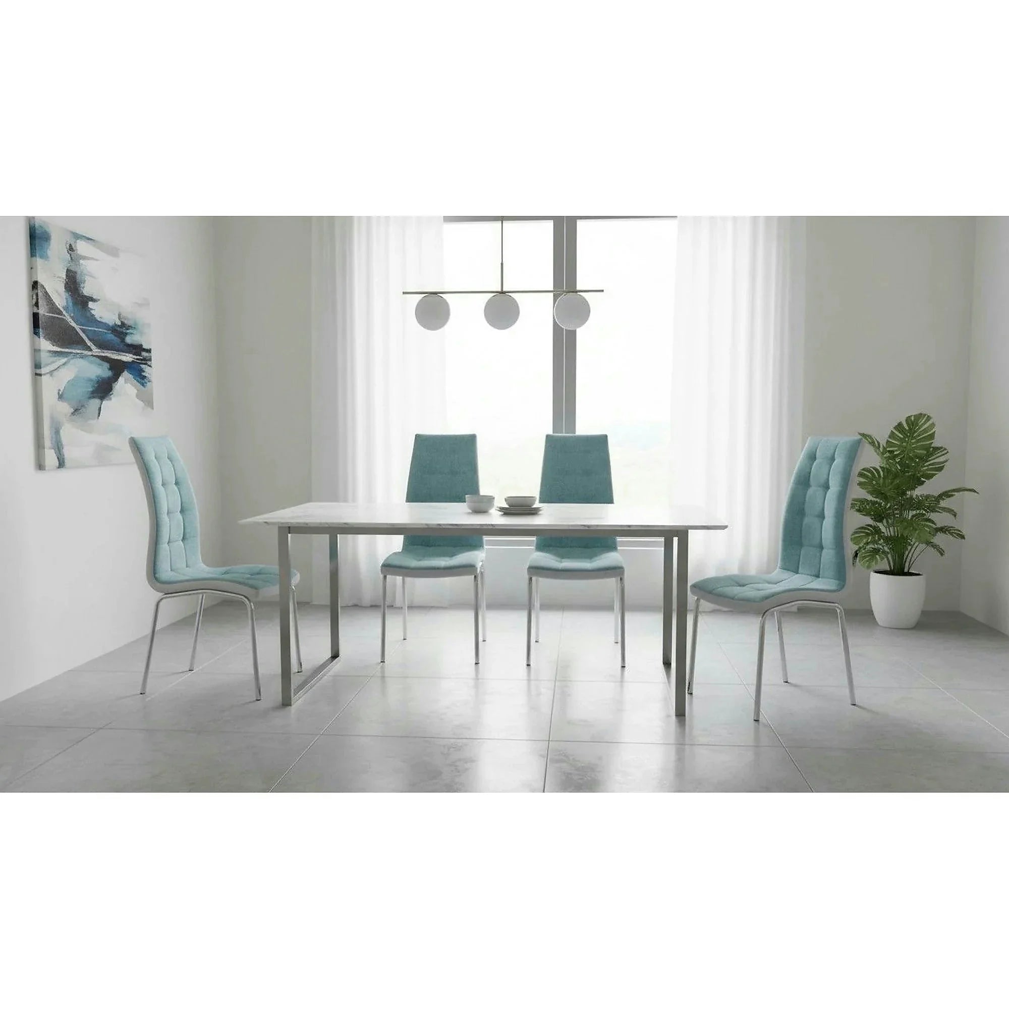 Scaun bucatarie GERDA NEW, mentol/gri/crom, textil/piele ecologica/metal, 42x58x103 cm