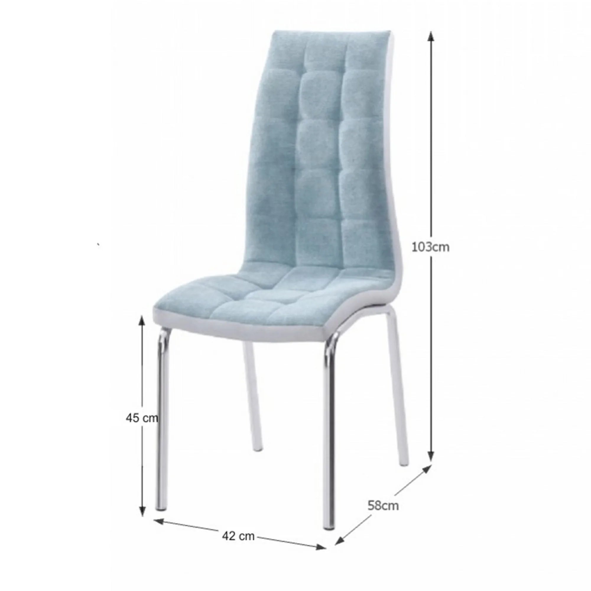 Scaun bucatarie GERDA NEW, mentol/gri/crom, textil/piele ecologica/metal, 42x58x103 cm