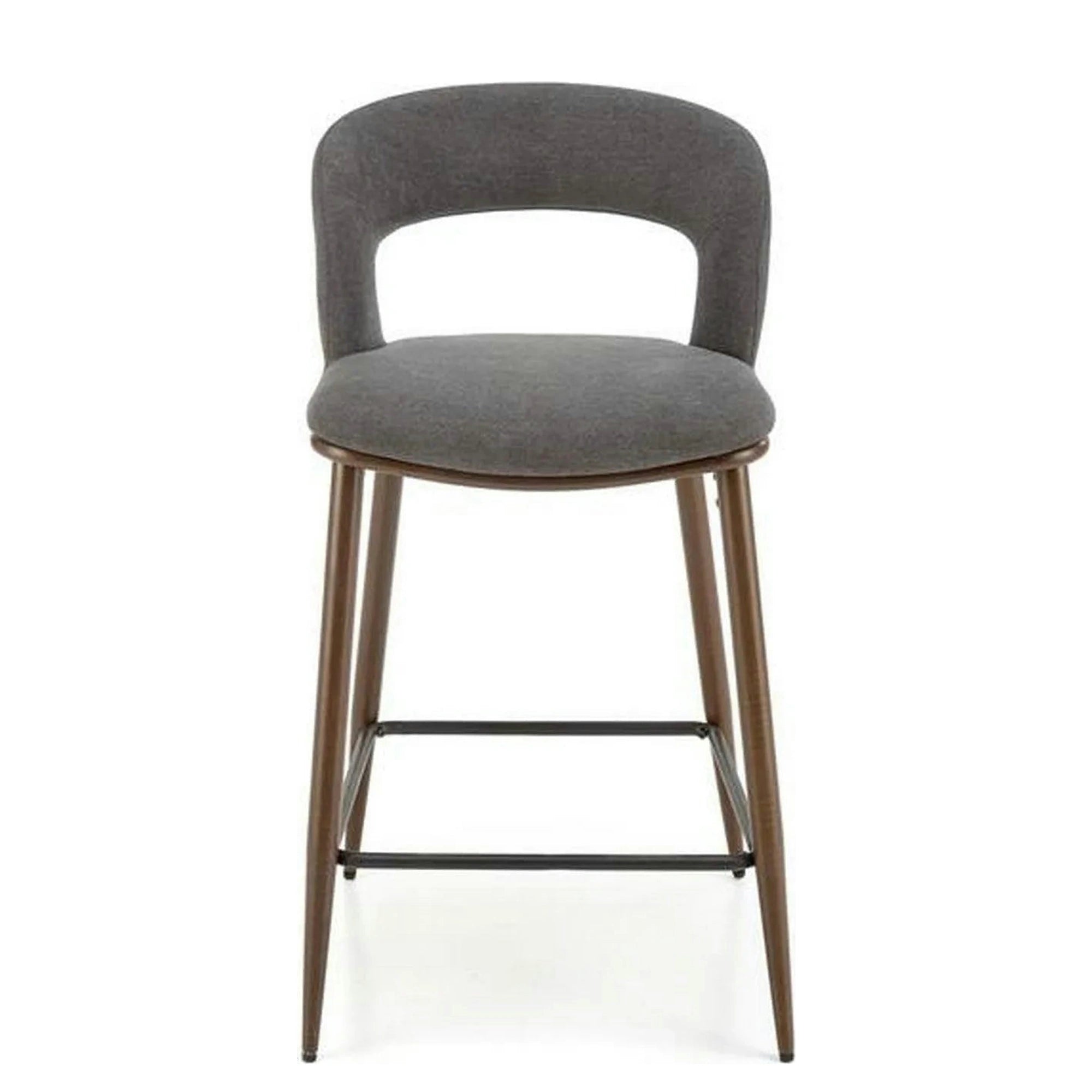 Scaun bucatarie insula H114, gri/nuc, stofa clasica/otel, 48x52x92 cm