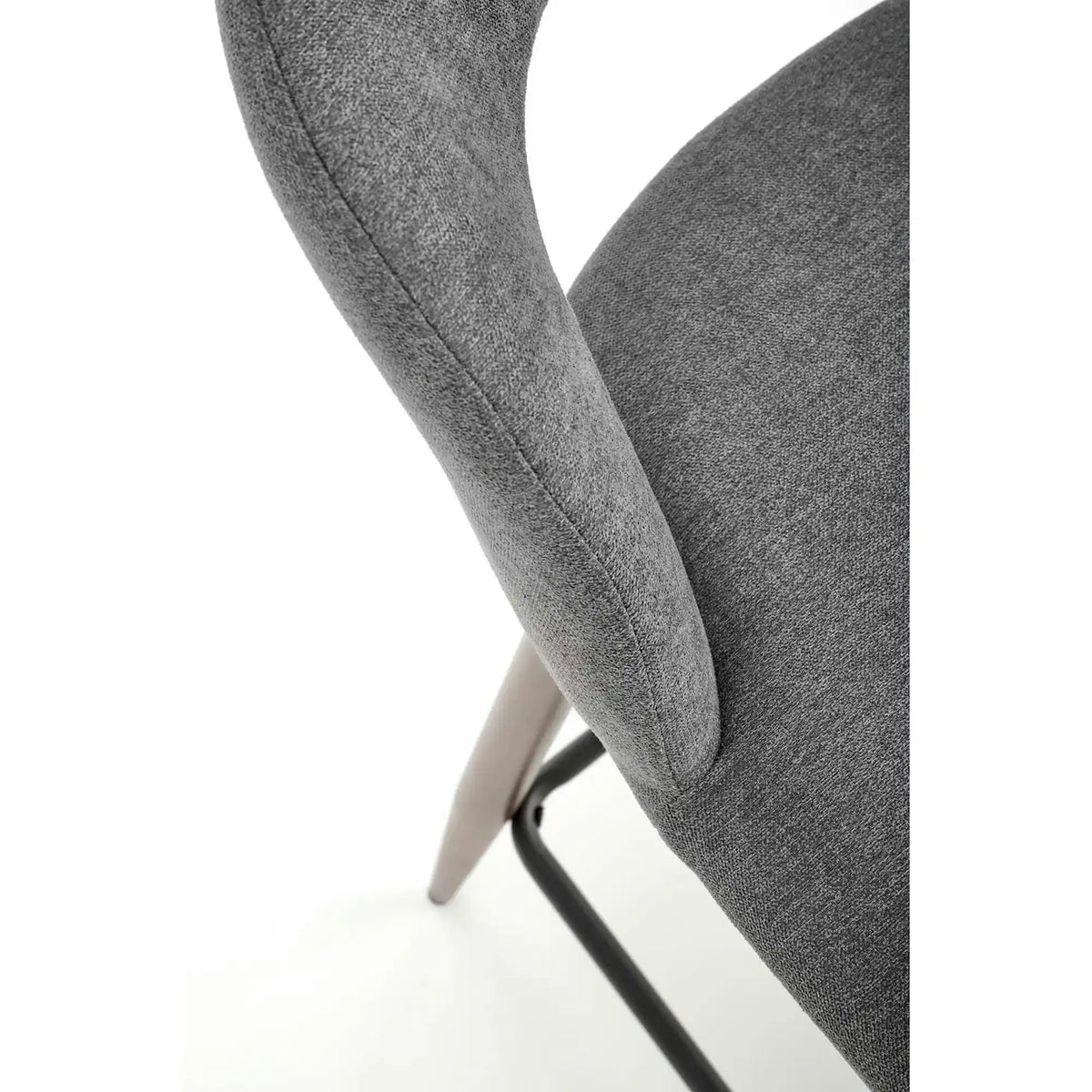 Scaun bucatarie insula H114, gri/nuc, stofa clasica/otel, 48x52x92 cm