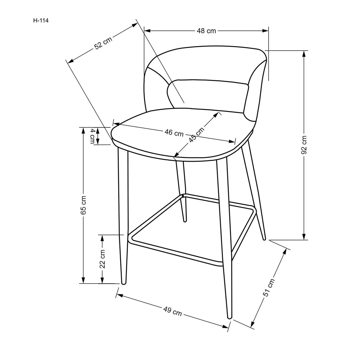 Scaun bucatarie insula H114, gri/nuc, stofa clasica/otel, 48x52x92 cm