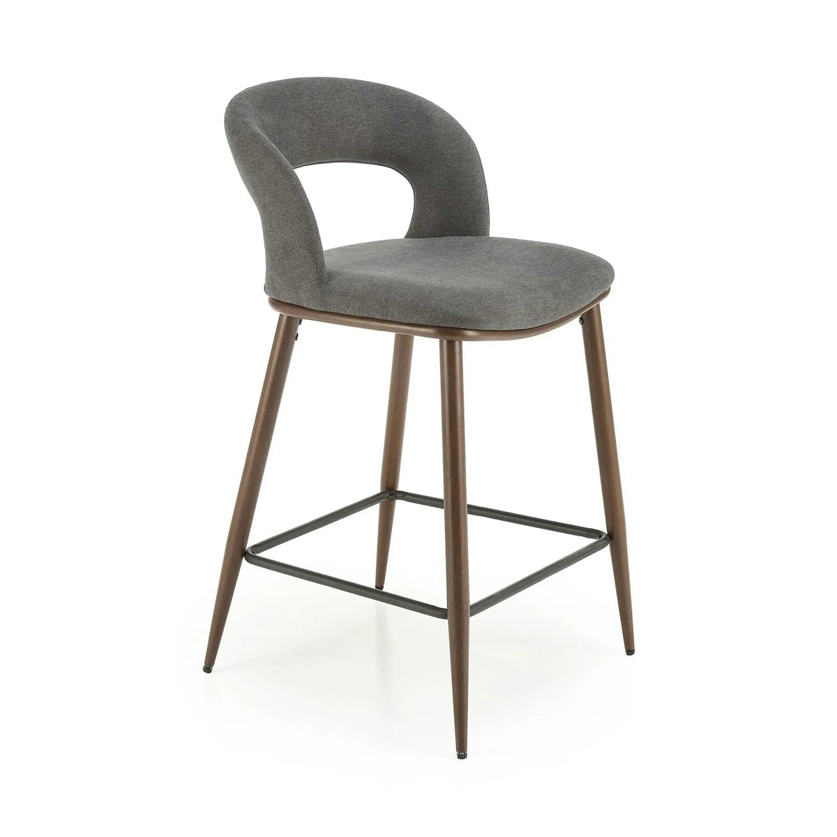 Scaun bucatarie insula H114, gri/nuc, stofa clasica/otel, 48x52x92 cm