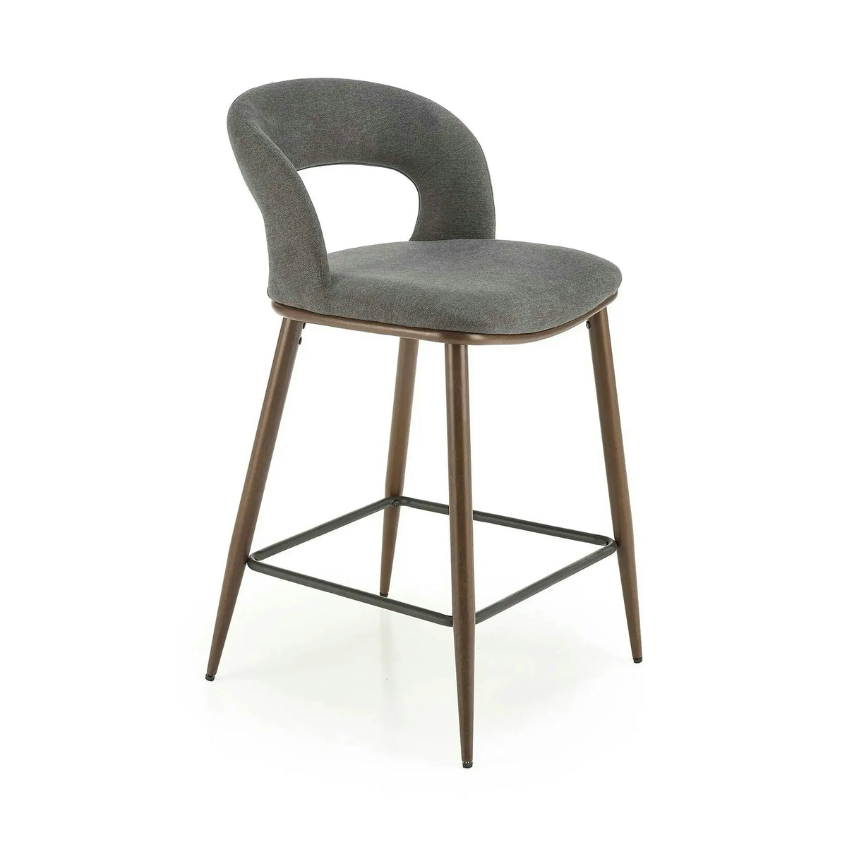Scaun bucatarie insula H114, gri/nuc, stofa clasica/otel, 48x52x92 cm
