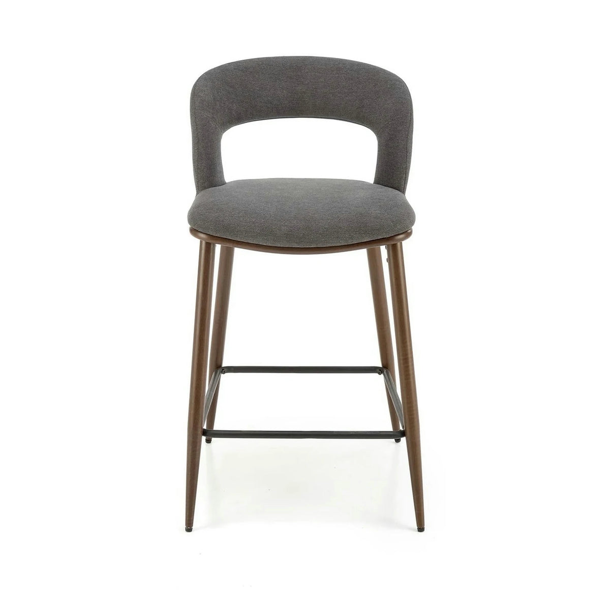 Scaun bucatarie insula H114, gri/nuc, stofa clasica/otel, 48x52x92 cm