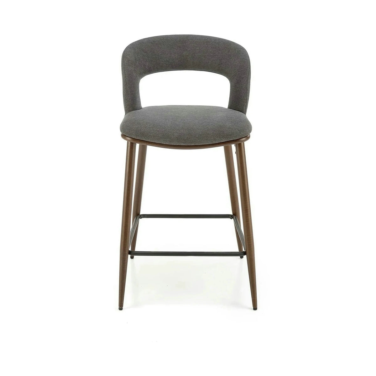 Scaun bucatarie insula H114, gri/nuc, stofa clasica/otel, 48x52x92 cm