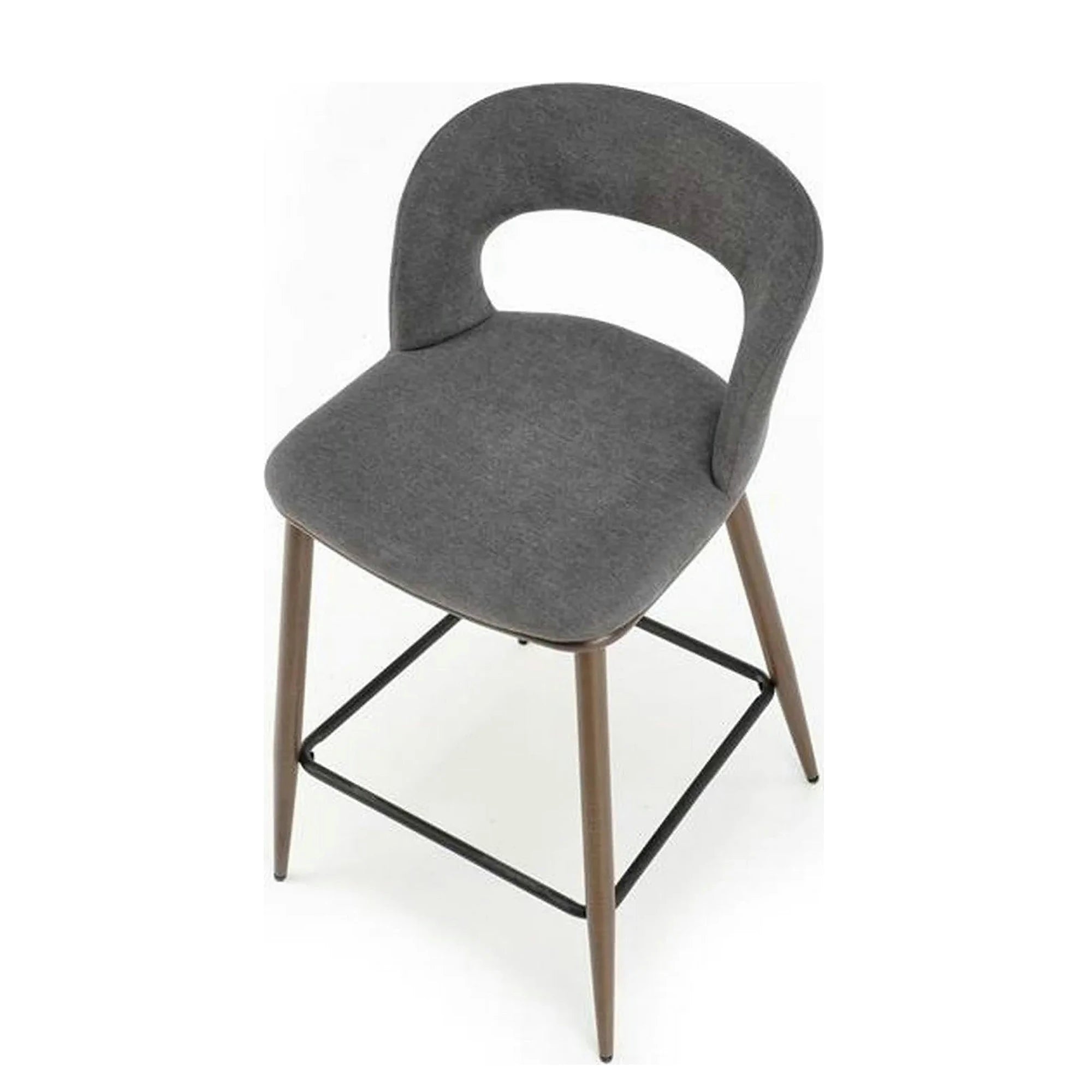 Scaun bucatarie insula H114, gri/nuc, stofa clasica/otel, 48x52x92 cm
