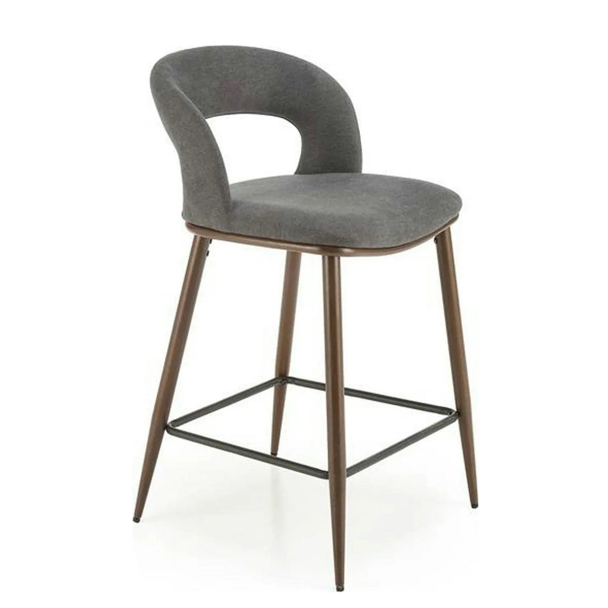 Scaun bucatarie insula H114, gri/nuc, stofa clasica/otel, 48x52x92 cm