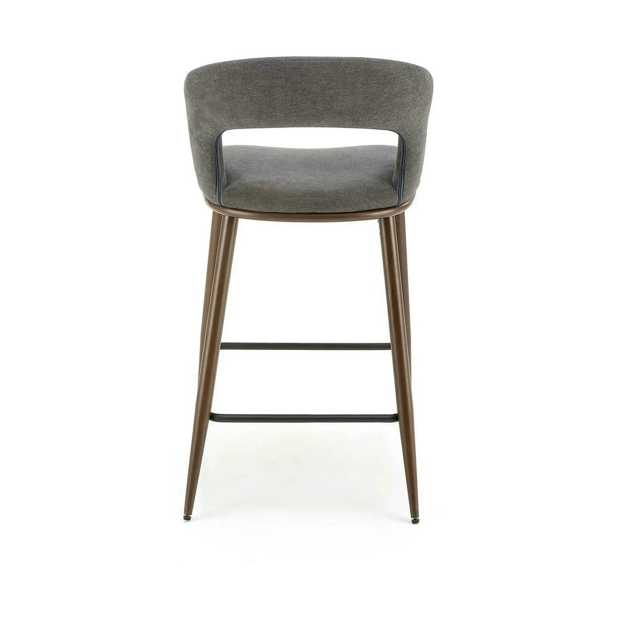Scaun bucatarie insula H114, gri/nuc, stofa clasica/otel, 48x52x92 cm