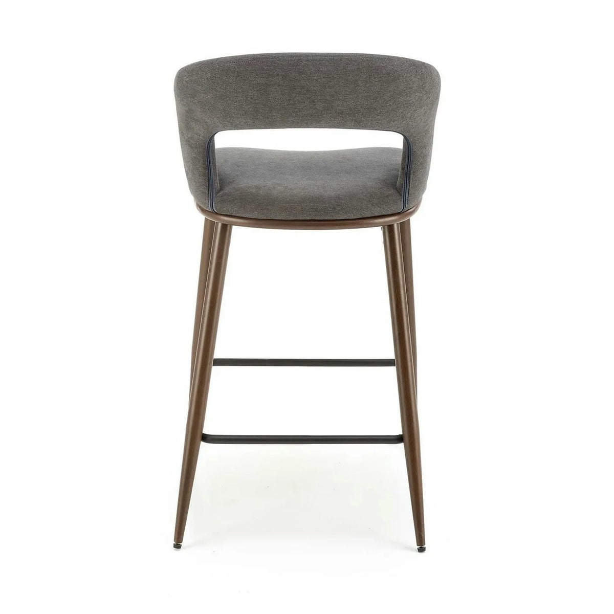 Scaun bucatarie insula H114, gri/nuc, stofa clasica/otel, 48x52x92 cm